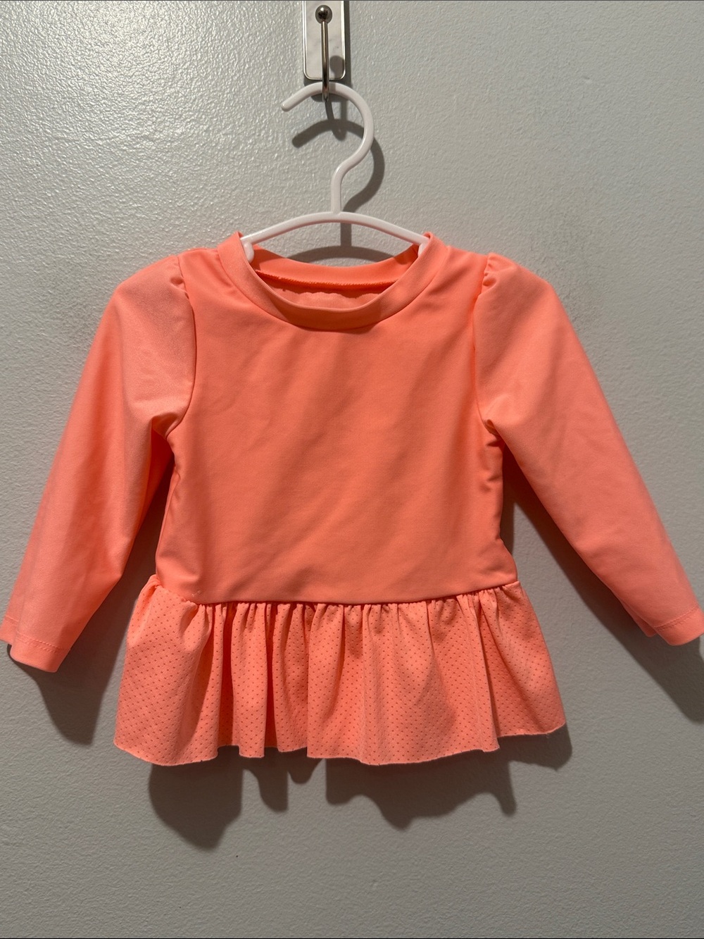 Cat & Jack 12 Months Swim Rashguard Coral Peplum Long Sleeve Top